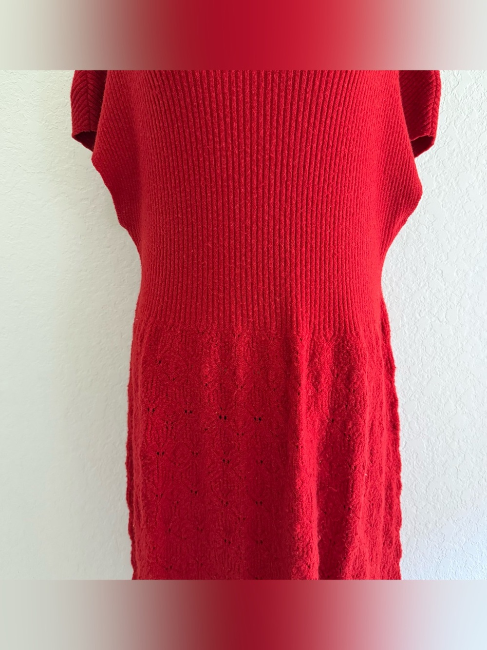 Anthropologie Feather Bone Red Sweater Dress - Picture 4 of 10